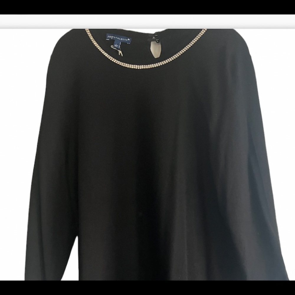 Talbots nwt size l- elegance!  Black dress w Swarovski style diamond look beads